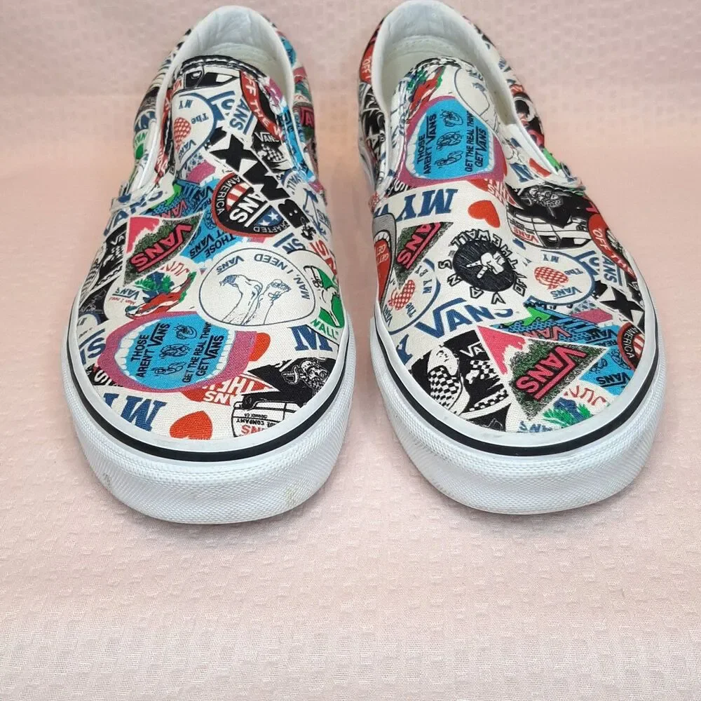 Vans Off The Wall Slip-On Shoes Multicolor Men Size 8.5 Stickers Skateboard - Picture 2 of 9